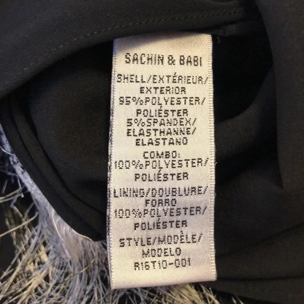 Sachin + Babi Black White Eyelash Fringe Sleeveless Blouse Top Size S - Picture 8 of 11